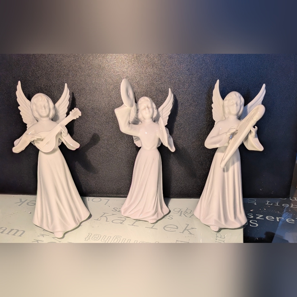 Vintage Dresden West Germany  White Angel Figurines